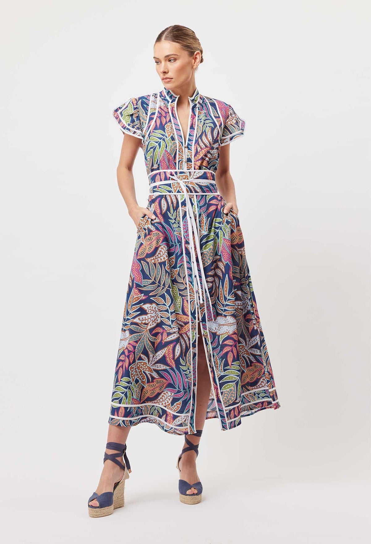 Panama Viscose Rayon Maxi Dress in Fiesta Tropical