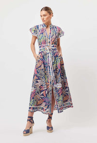 Panama Viscose Rayon Maxi Dress in Fiesta Tropical