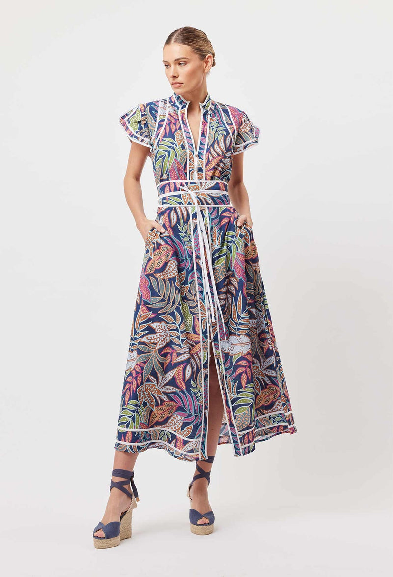 Panama Viscose Rayon Maxi Dress in Fiesta Tropical