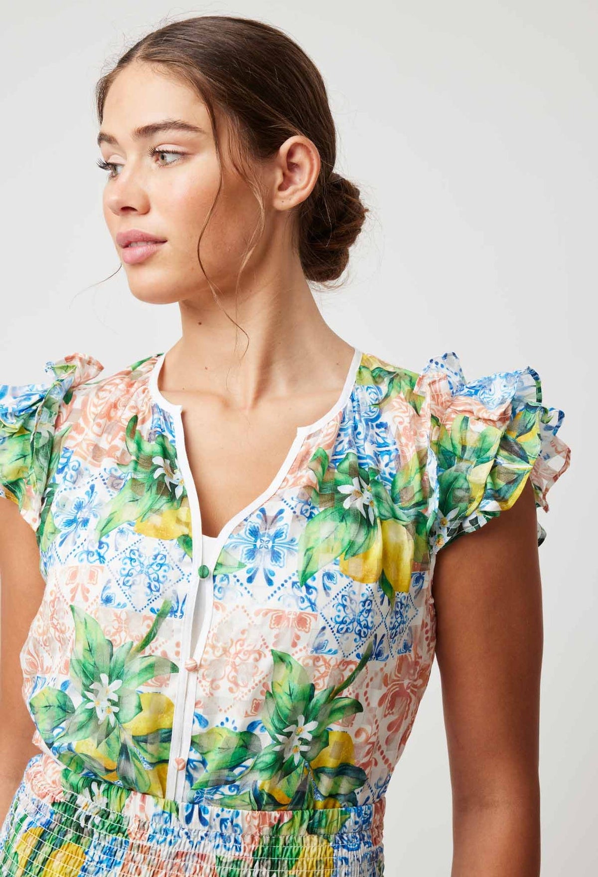 Elena Cotton Silk Blouse in Limonata