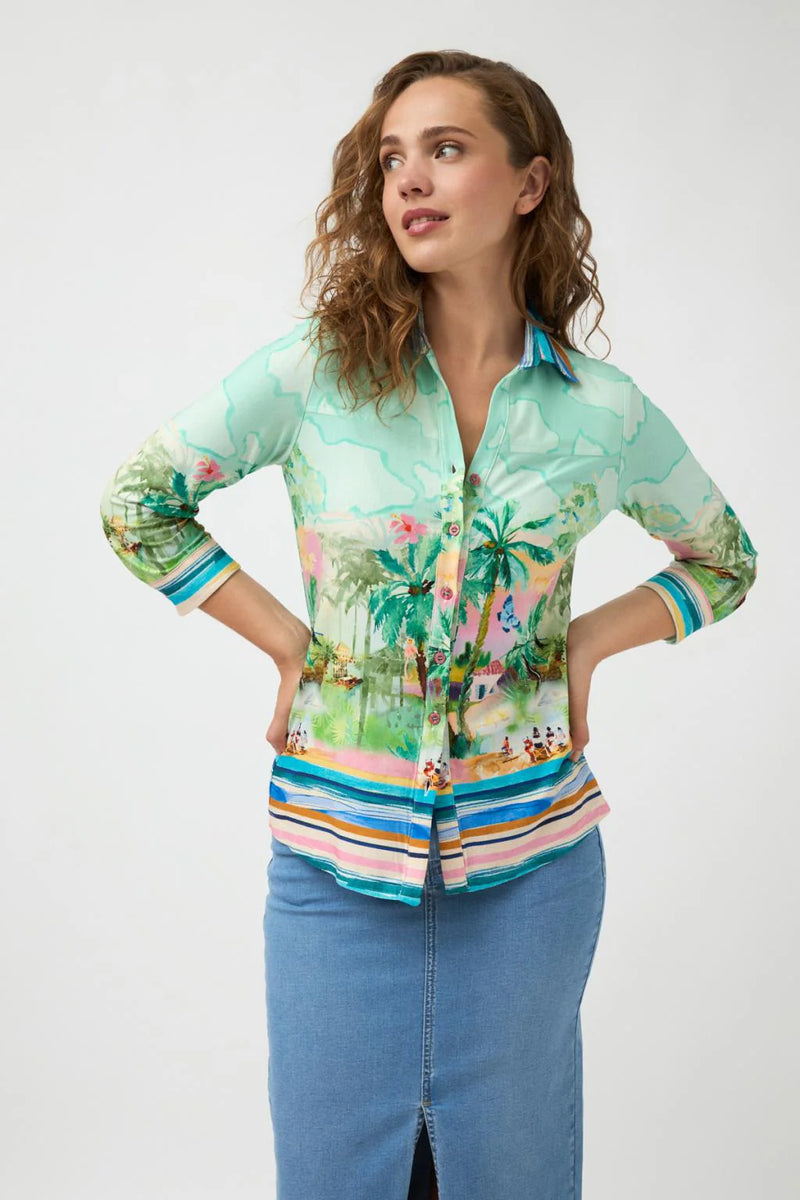 Tropical Print Knit Shirt