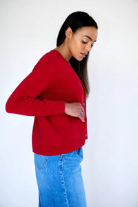 Maxted - Button Down Cardigan in Red
