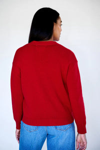 Maxted - Button Down Cardigan in Red