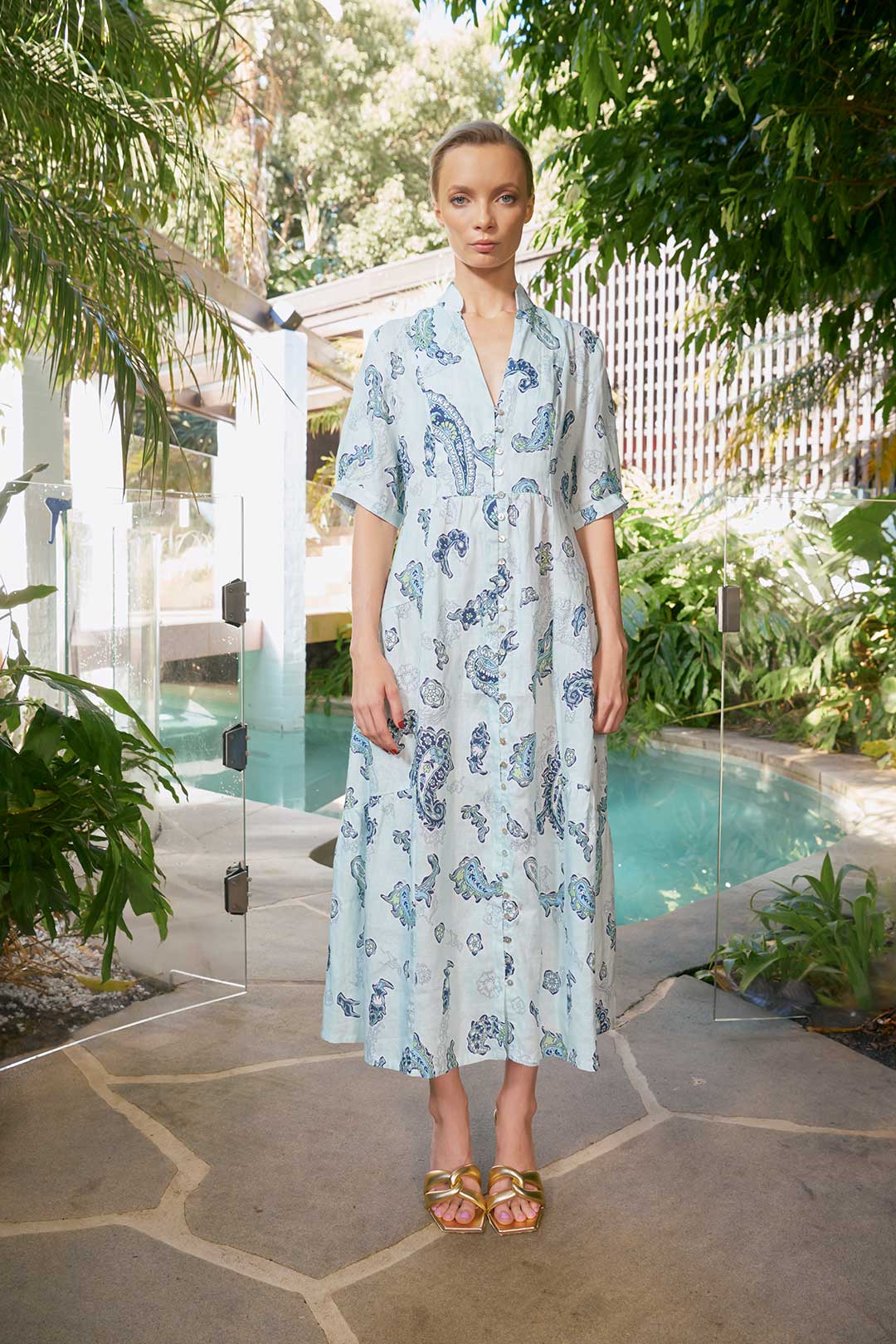 The Dreamer Label - Celine Woodstock Ankle Dress - Ocean