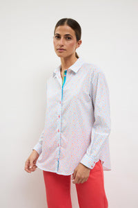 Tinta & Bariloche Narel Shirt in turquoise micro-star print - 100% cotton, made in Spain