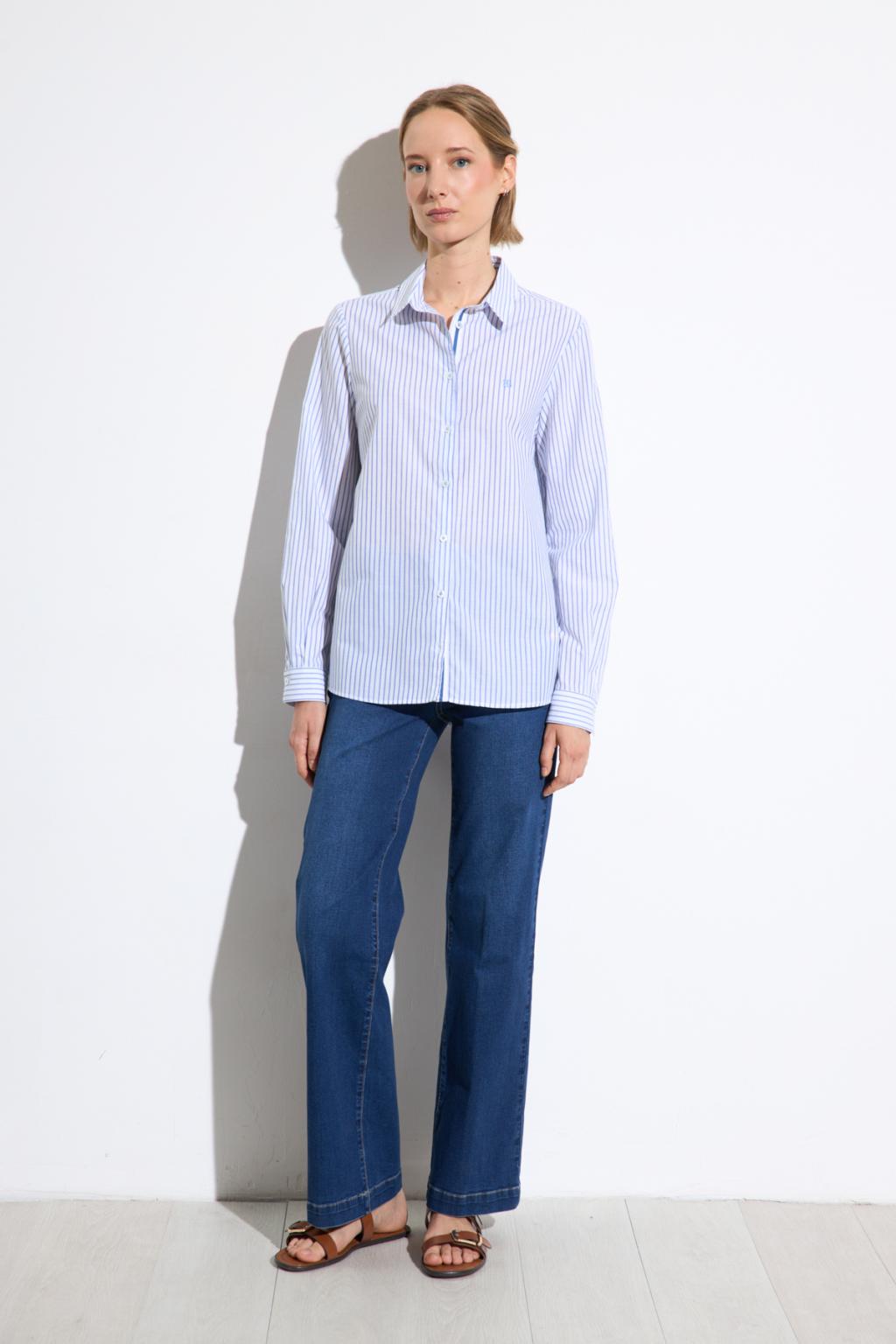 Tinta & Bariloche Altair Shirt blue stripe - front view
