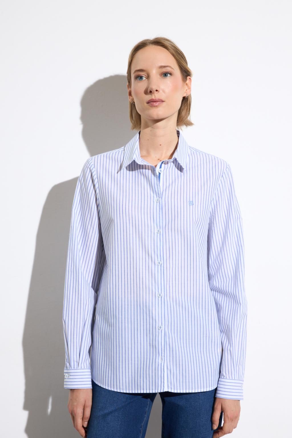 Tinta & Bariloche Altair Shirt in blue and white stripe - 100% cotton, made in Spain