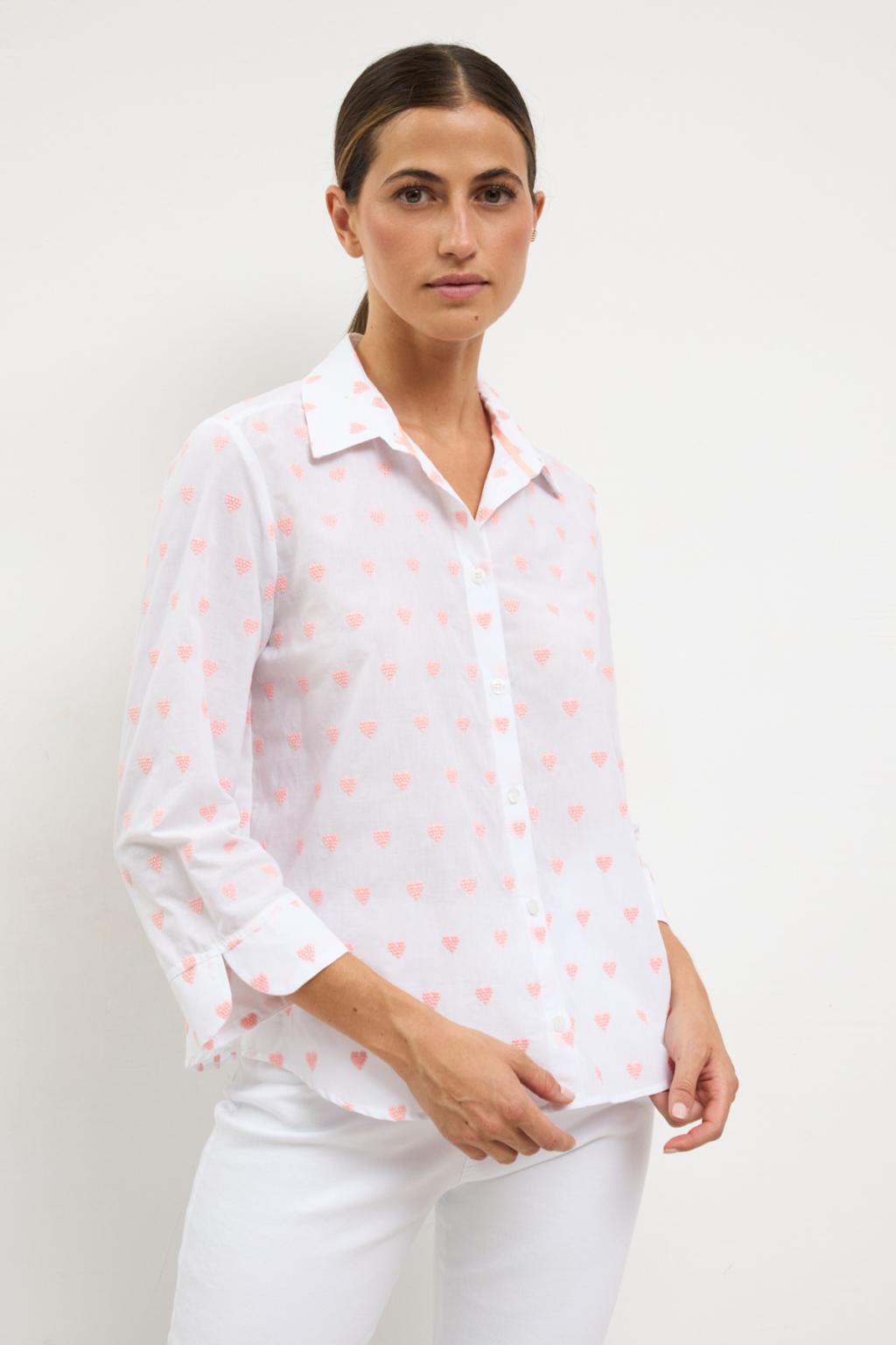 Tinta & Bariloche Taliga Shirt in pink heart print - 100% cotton, made in Spain