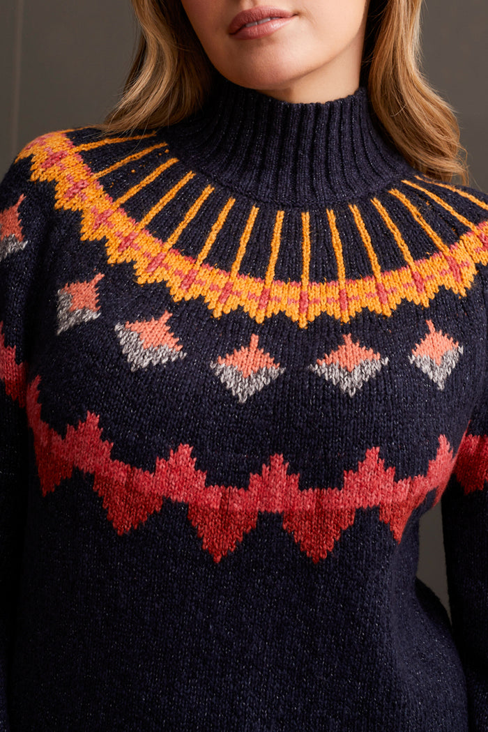 Tribal - Mock Neck Intarsia Sweater