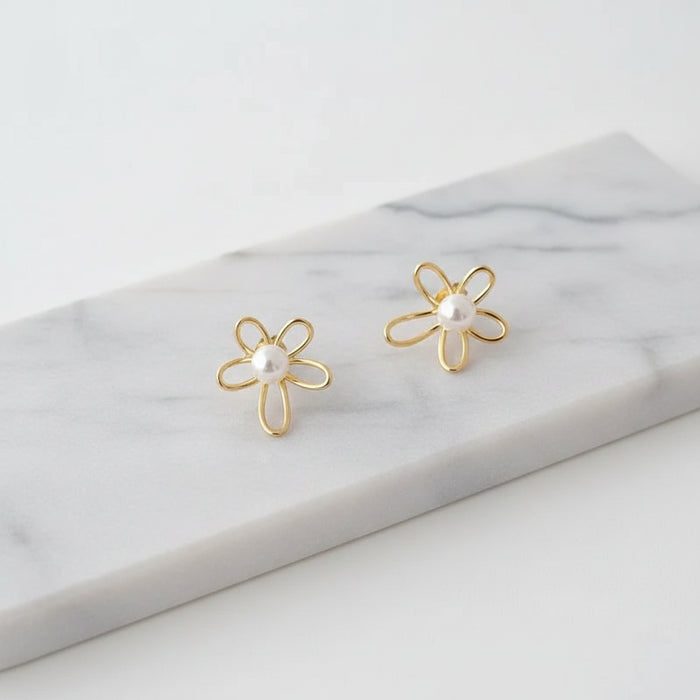 Floral Pearl Contemporary Earrings