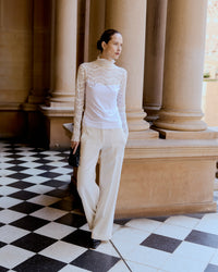Eder by Anna Marlene Pant in ivory silk wool