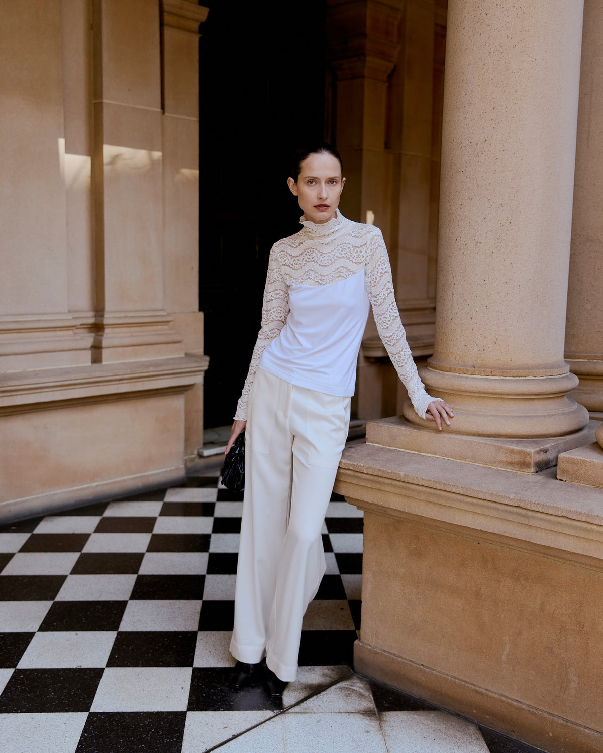 Eder by Anna Marlene Pant in ivory silk wool
