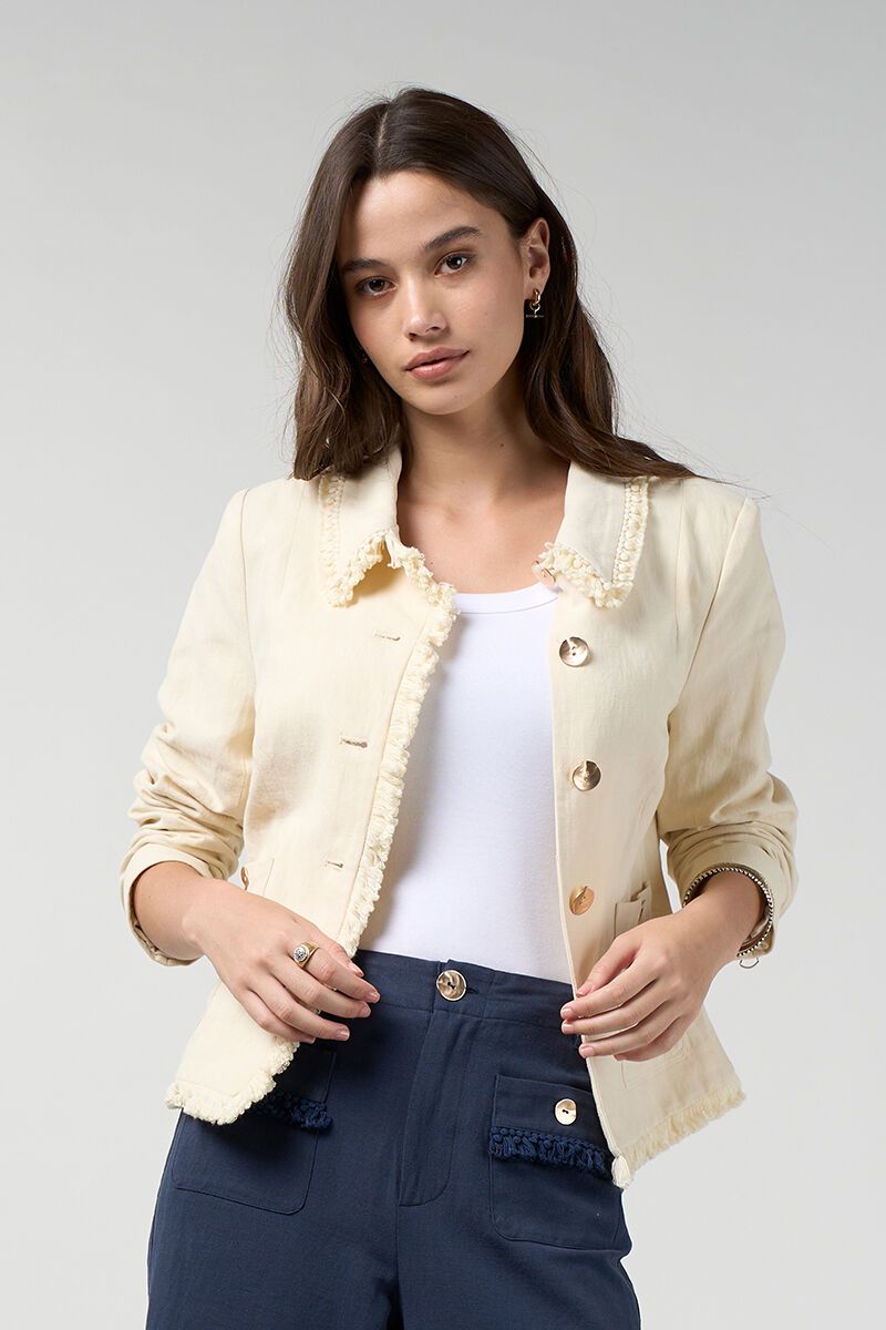 Loobies Story - Navi Linen Blend Jacket - Buttermilk