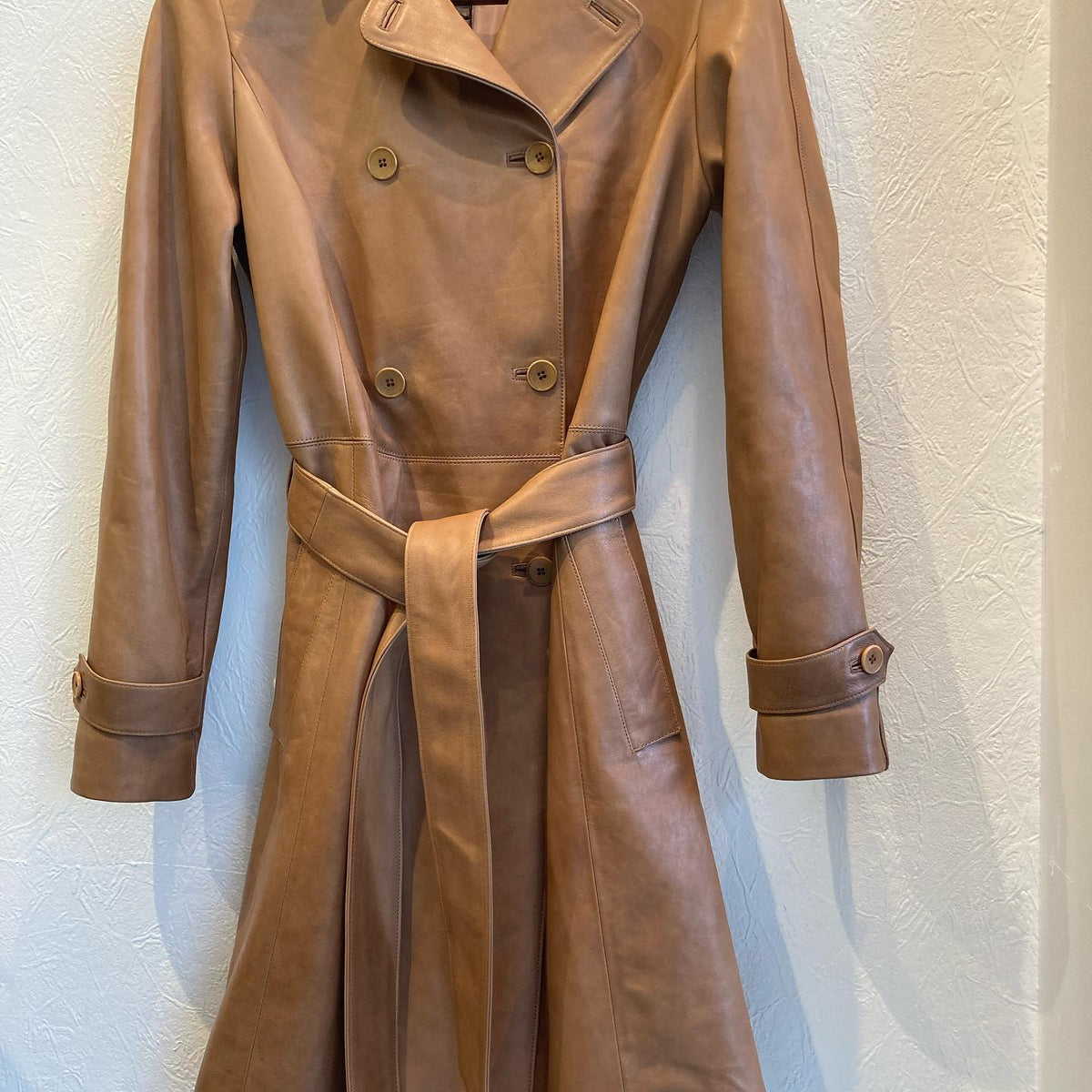 Double Breasted Timeless Leather Trench Coatm