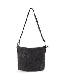 Serenade Coogee woven leather cross body bag in black