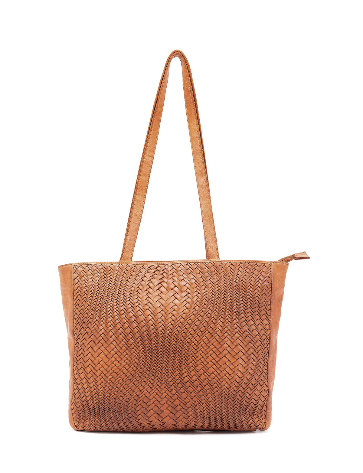 Serenade Toowoomba woven leather tote in tan