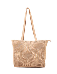 Serenade Toowoomba woven leather tote in taupe