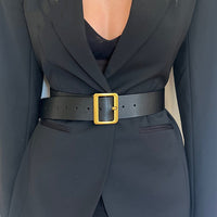 Black Leather Boston Belt Gold 4.8cm