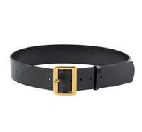 Black Leather Boston Belt Gold 4.8cm