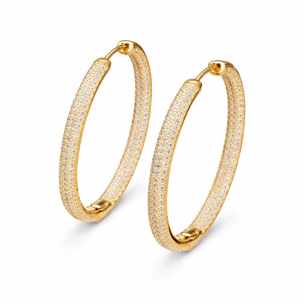 Claudia 4.2cm hoop earrings pavé cubic zirconia close-up detail