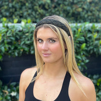 Plaid Headband - Black & Gold Fleck