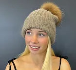 Beanie -70% Angora with PomPom