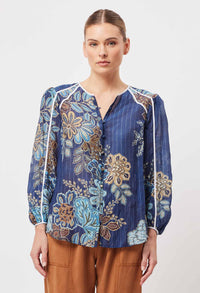 Granda Cotton Silk Top in Aztec Floral