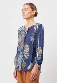 Granda Cotton Silk Top in Aztec Floral