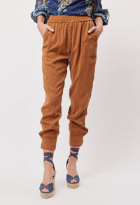 Tulum Tencel Denim Press Stud Jogger in Bronze