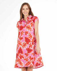 Summer Dress with collar & draw cord shoulders - 2041
