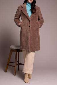 Tribal - Coat with Lining - Teddy Faux Fur - Fossil