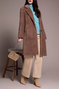 Tribal - Coat with Lining - Teddy Faux Fur - Fossil