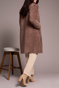 Tribal - Coat with Lining - Teddy Faux Fur - Fossil