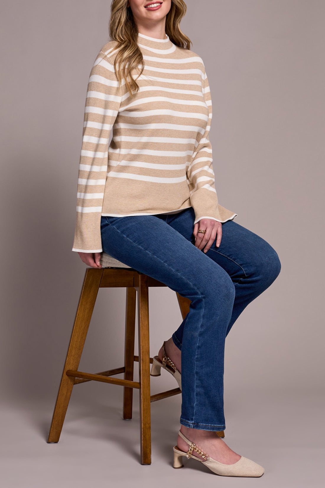 Tribal - Funnel Neck Stripe Sweater