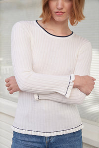 Audrey Wool Rib Top - Cream