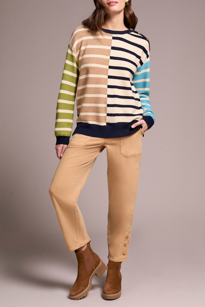 Tribal - Multi Stripe Leight Weight Crew Neck