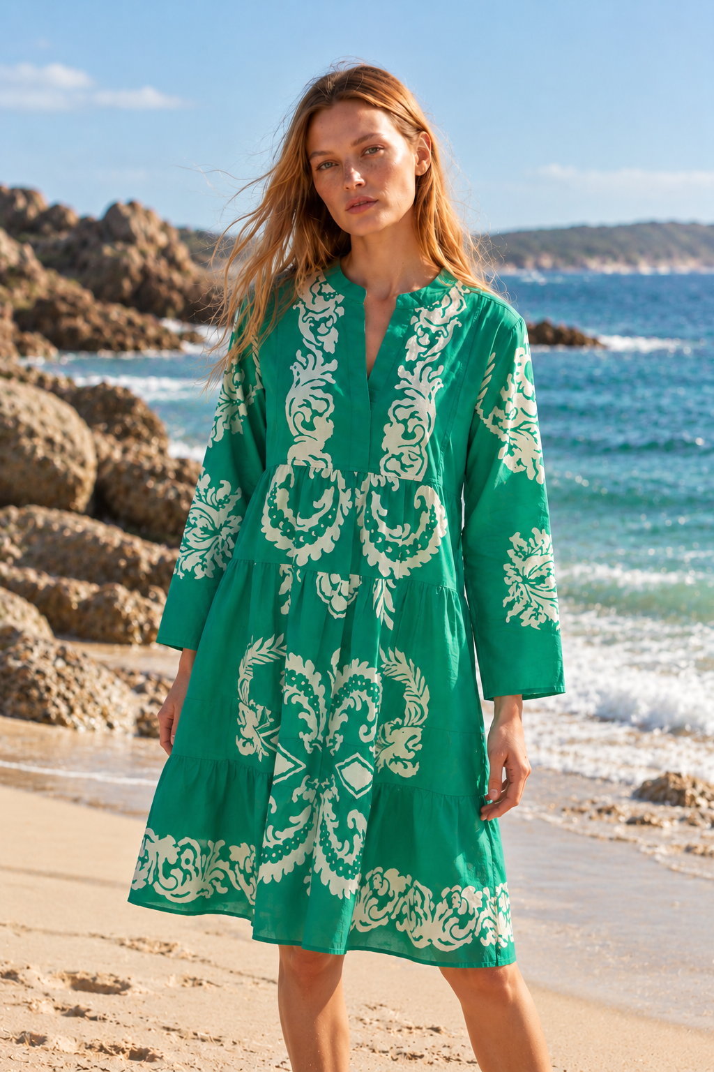 Lola Morocco Midi Dress in Jewel Emerald