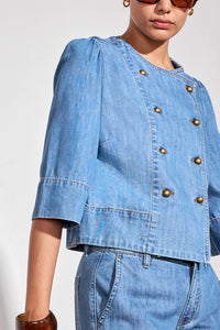 Zoe Kratzmann Plunge Jacket - Mid Wash Denim