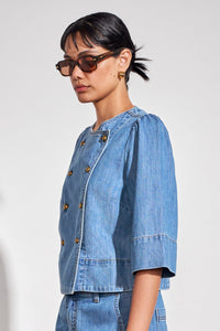 Zoe Kratzmann Plunge Jacket - Mid Wash Denim