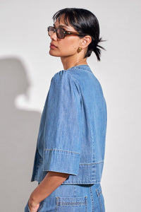 Zoe Kratzmann Plunge Jacket - Mid Wash Denim
