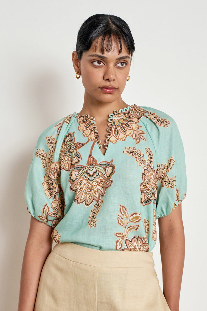 Zoe Kratzmann Perceive Top in Mint Kgari - front