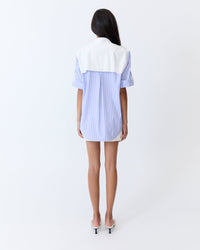 Eder by Anna Bellini Shirt in Blue White Stripe - epaulette detail