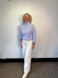 Blue Mist Funnel Neck Merino Jumper