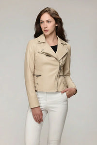 Tatania Leather Jacket -  Beige