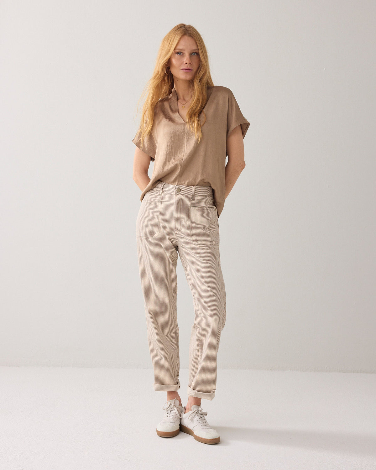 Summum Top Short Sleeves Silky Touch in Khaki - side