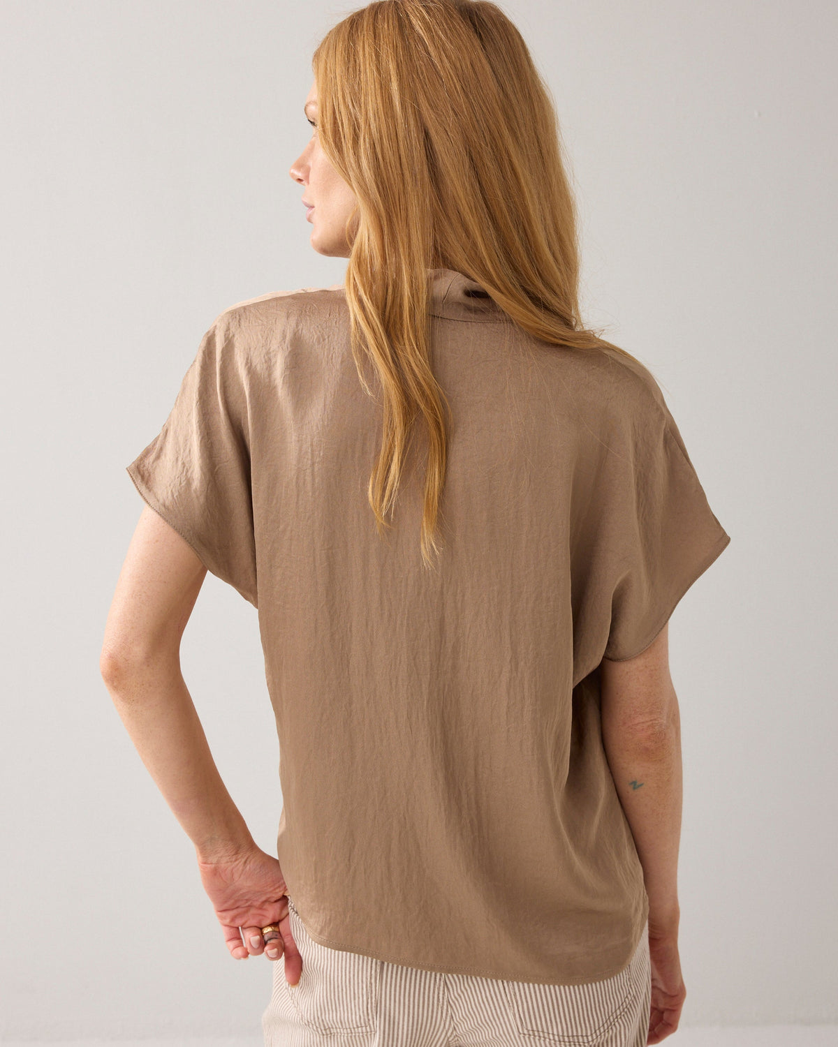 Summum Top Short Sleeves Silky Touch in Khaki - back