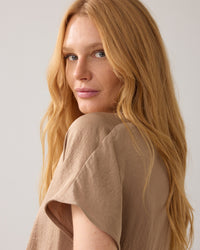 Summum Top Short Sleeves Silky Touch in Khaki - detail