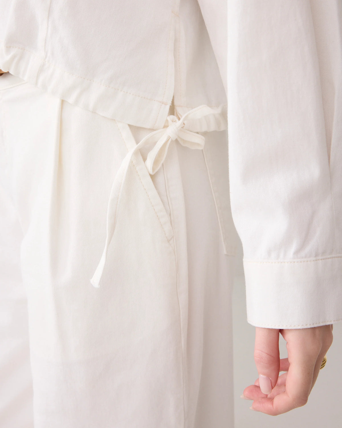 Summum - Denim Blouse in Soft Twill - White