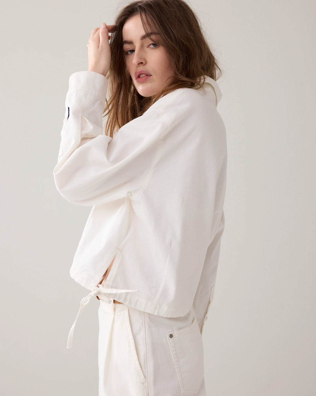 Summum - Denim Blouse in Soft Twill - White