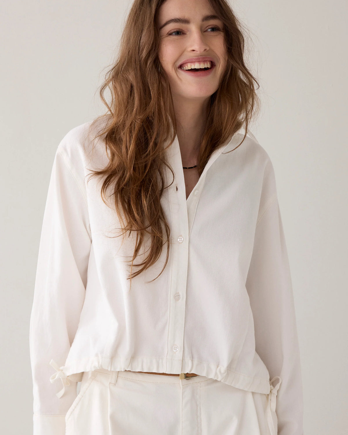 Summum - Denim Blouse in Soft Twill - White